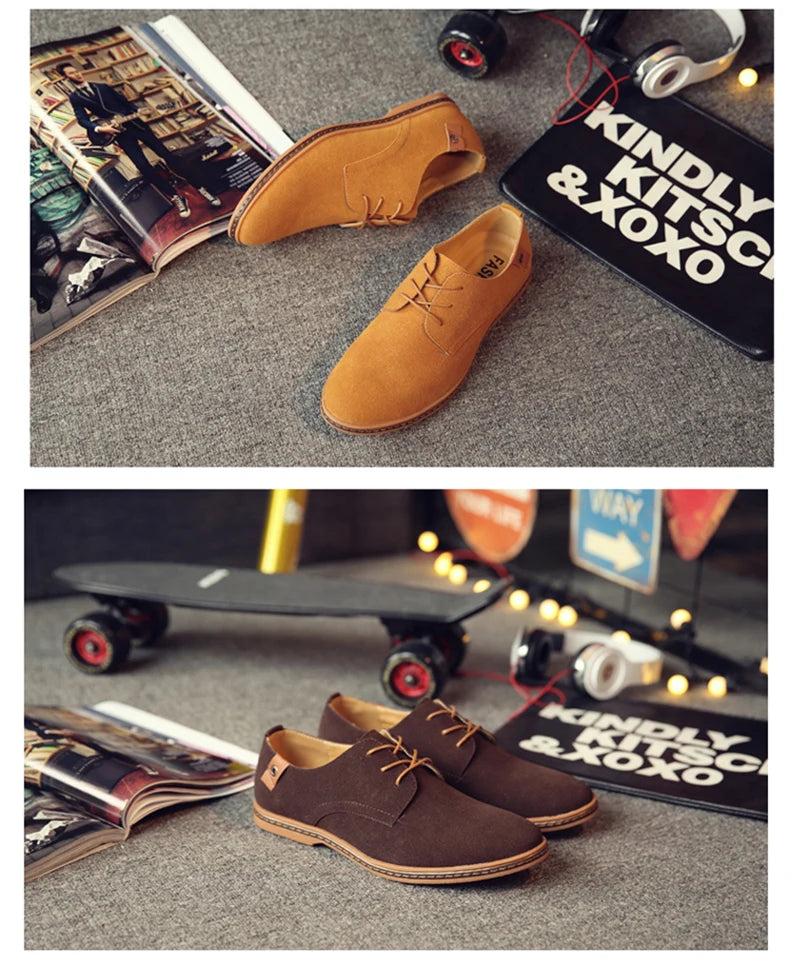 2024 Spring Suede Leather Oxford Casual Shoes - Comfortable Classic Sneakers, Large Size Flats.