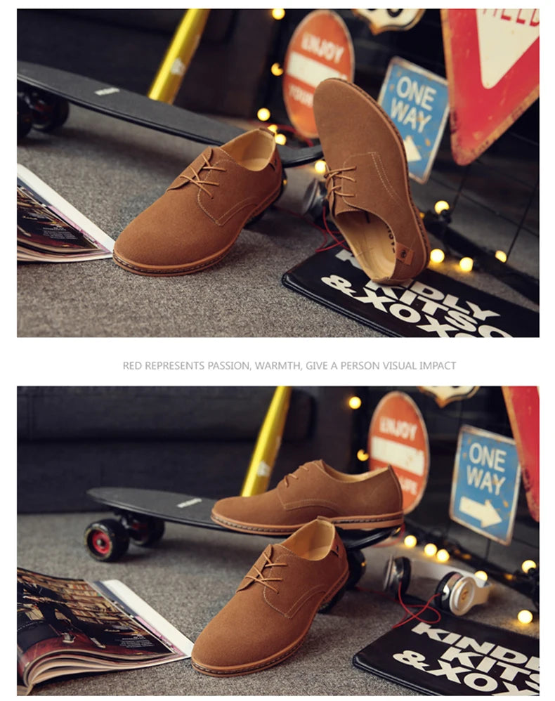 2024 Spring Suede Leather Oxford Casual Shoes - Comfortable Classic Sneakers, Large Size Flats.