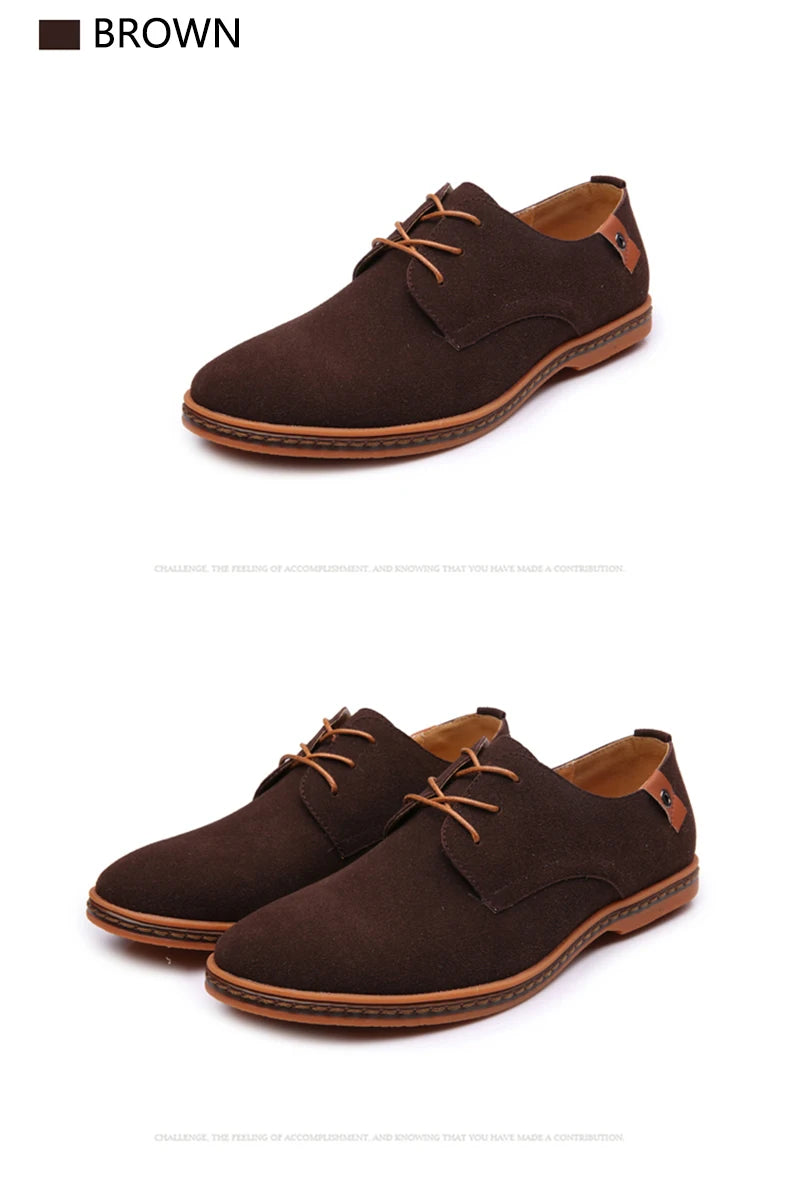 2024 Spring Suede Leather Oxford Casual Shoes - Comfortable Classic Sneakers, Large Size Flats.