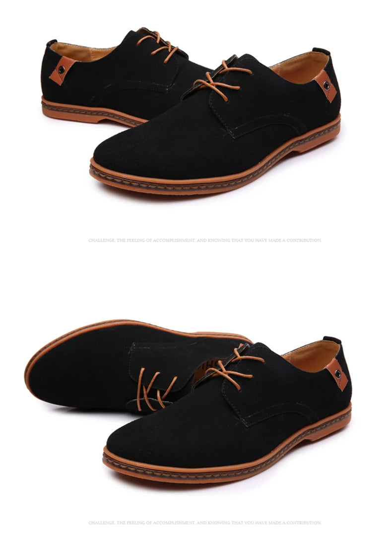 2024 Spring Suede Leather Oxford Casual Shoes - Comfortable Classic Sneakers, Large Size Flats.