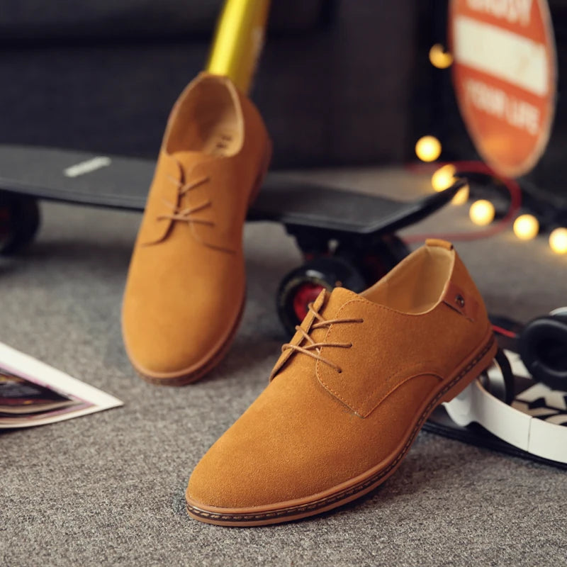 2024 Spring Suede Leather Oxford Casual Shoes - Comfortable Classic Sneakers, Large Size Flats.