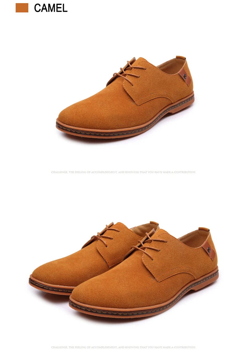 2024 Spring Suede Leather Oxford Casual Shoes - Comfortable Classic Sneakers, Large Size Flats.