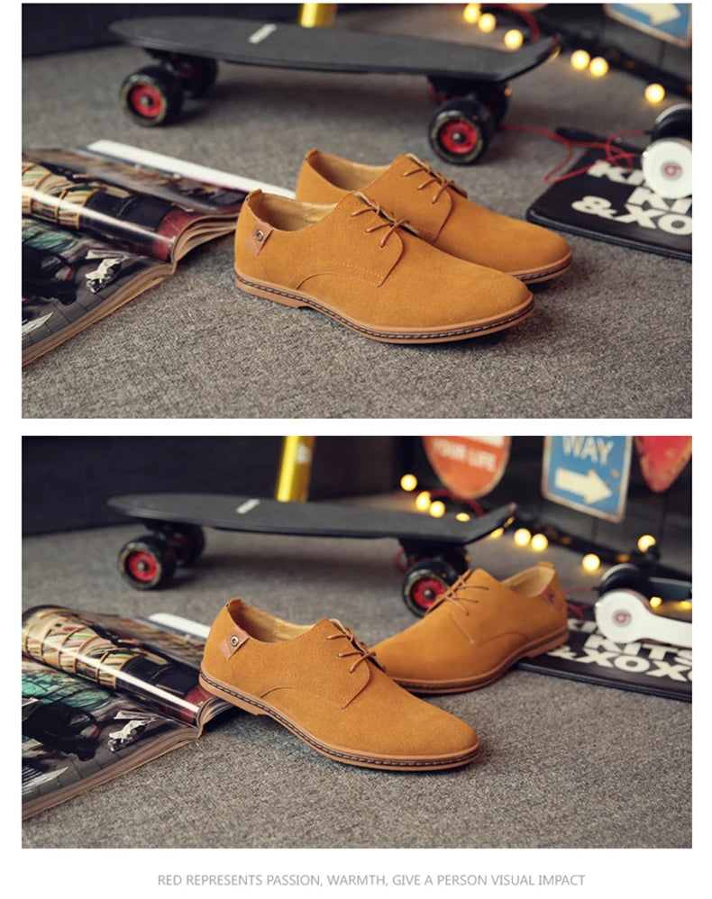 2024 Spring Suede Leather Oxford Casual Shoes - Comfortable Classic Sneakers, Large Size Flats.