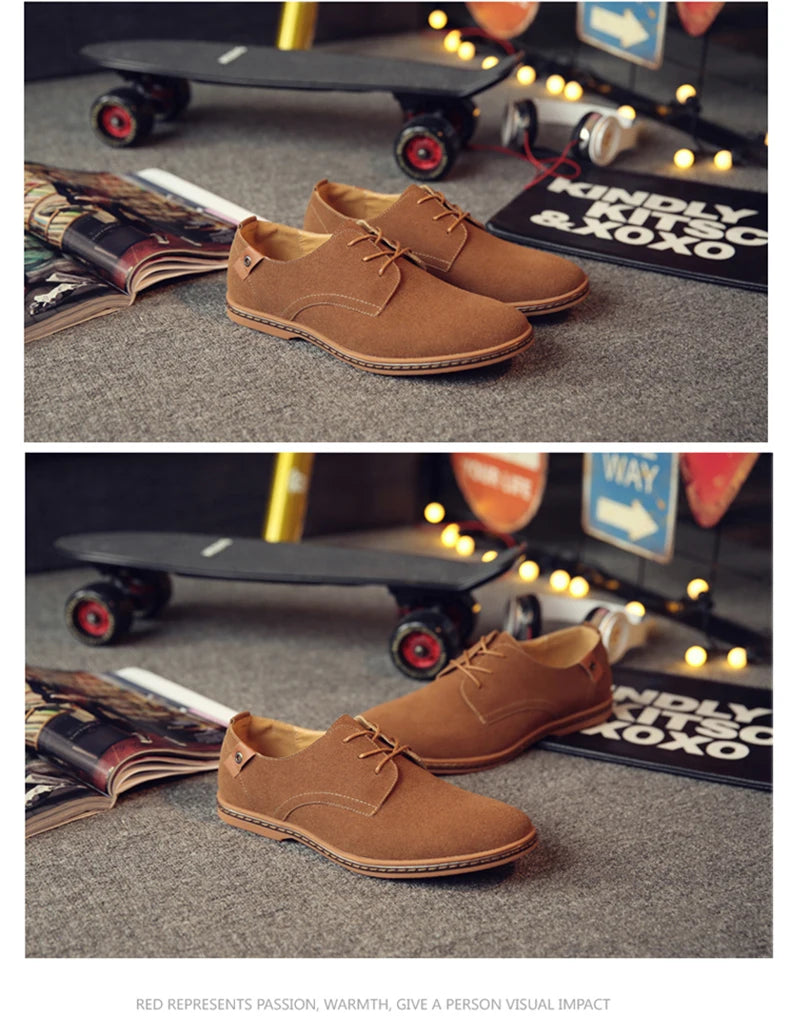 2024 Spring Suede Leather Oxford Casual Shoes - Comfortable Classic Sneakers, Large Size Flats.