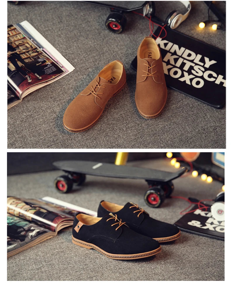 2024 Spring Suede Leather Oxford Casual Shoes - Comfortable Classic Sneakers, Large Size Flats.