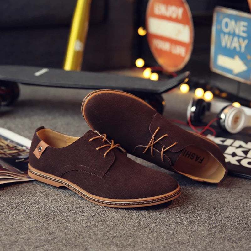 2024 Spring Suede Leather Oxford Casual Shoes - Comfortable Classic Sneakers, Large Size Flats.