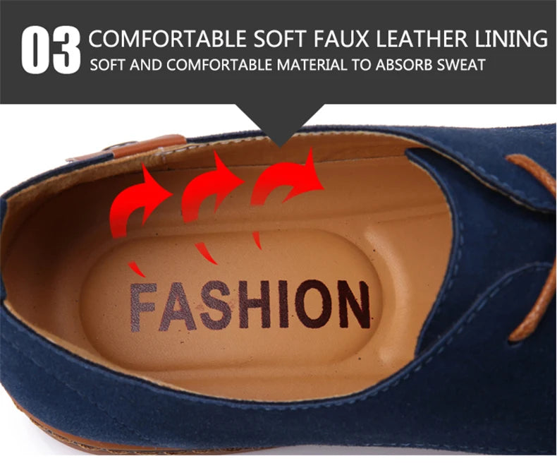 2024 Spring Suede Leather Oxford Casual Shoes - Comfortable Classic Sneakers, Large Size Flats.