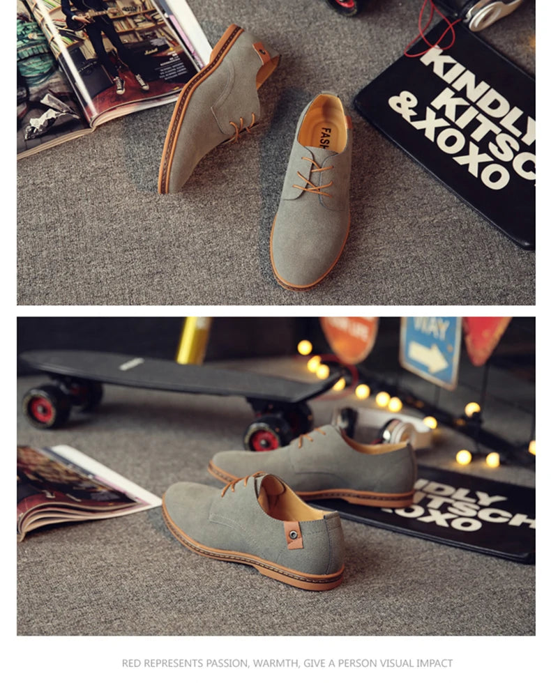 2024 Spring Suede Leather Oxford Casual Shoes - Comfortable Classic Sneakers, Large Size Flats.