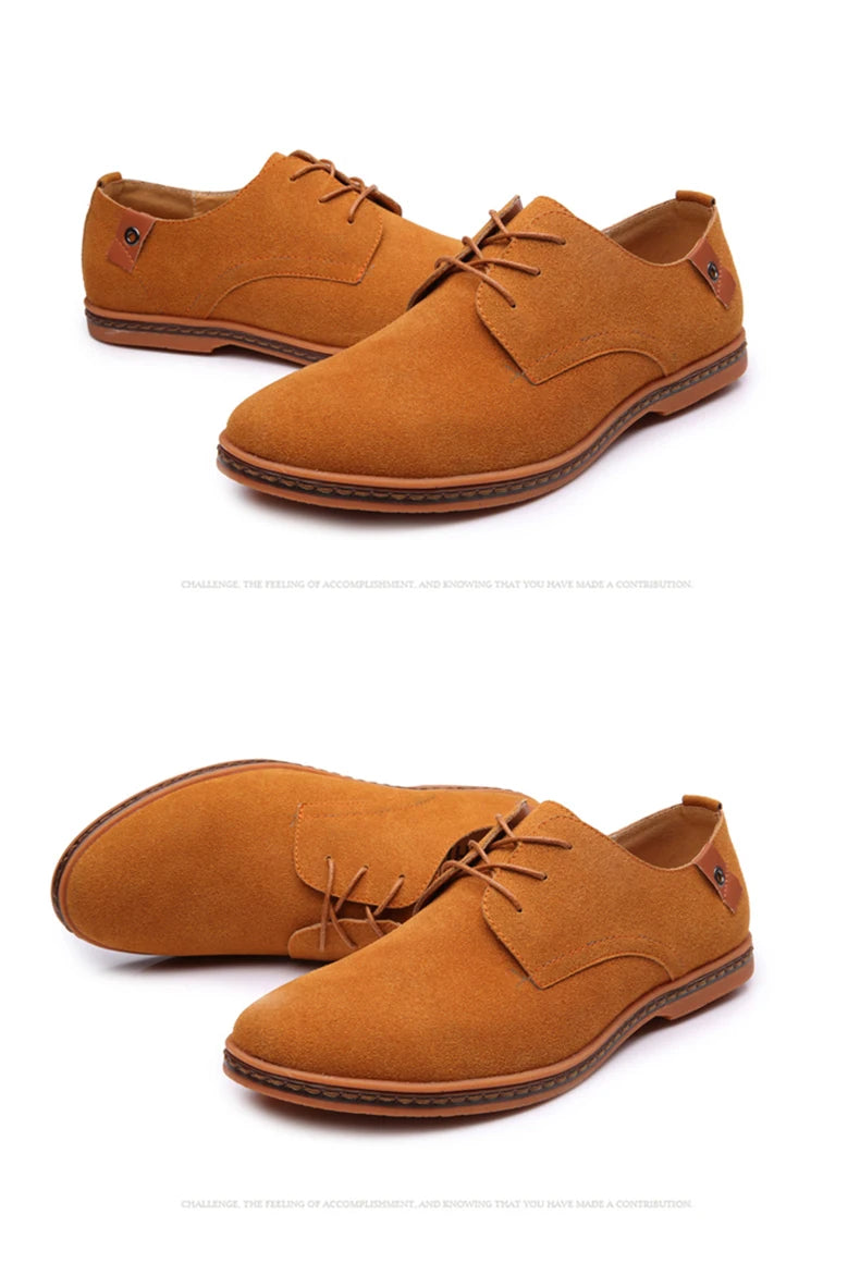 2024 Spring Suede Leather Oxford Casual Shoes - Comfortable Classic Sneakers, Large Size Flats.