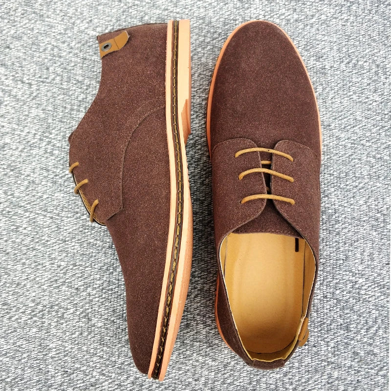 2024 Spring Suede Leather Oxford Casual Shoes - Comfortable Classic Sneakers, Large Size Flats.