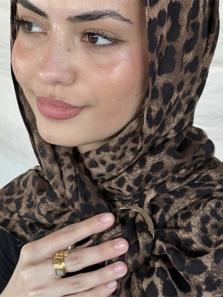 Hijab Leopard Print Watercolor Soft Muslim Hijabs Headscarf Warm