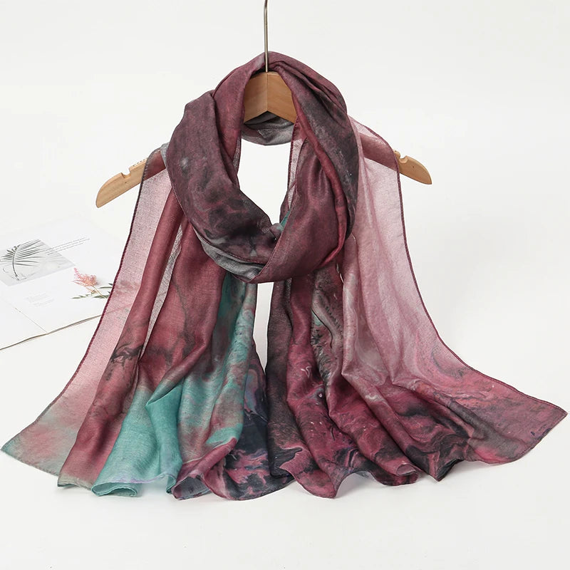 Hijab Leopard Print Watercolor Soft Muslim Hijabs  Headscarf Warm