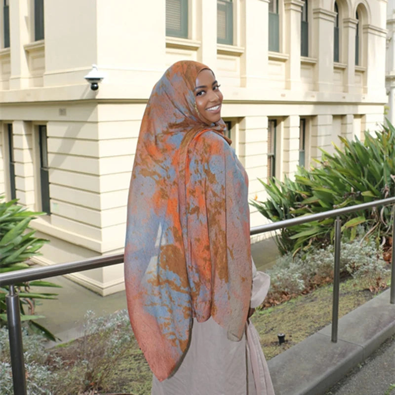 Hijab Leopard Print Watercolor Soft Muslim Hijabs  Headscarf Warm