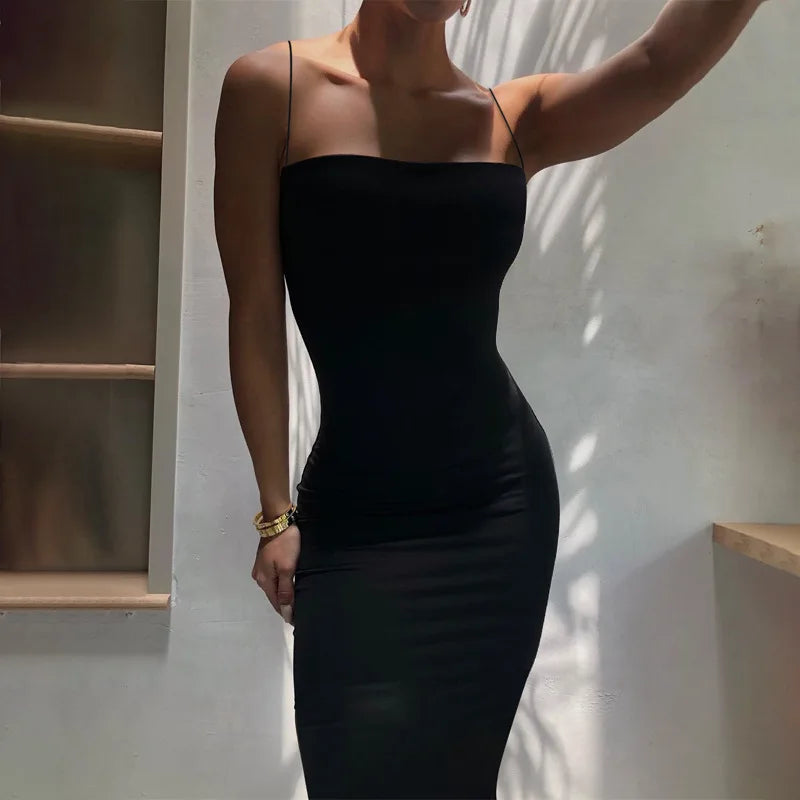 Summer Black Sexy Dress Women Streetwear Casual Clubwear Elegant Party Dresses