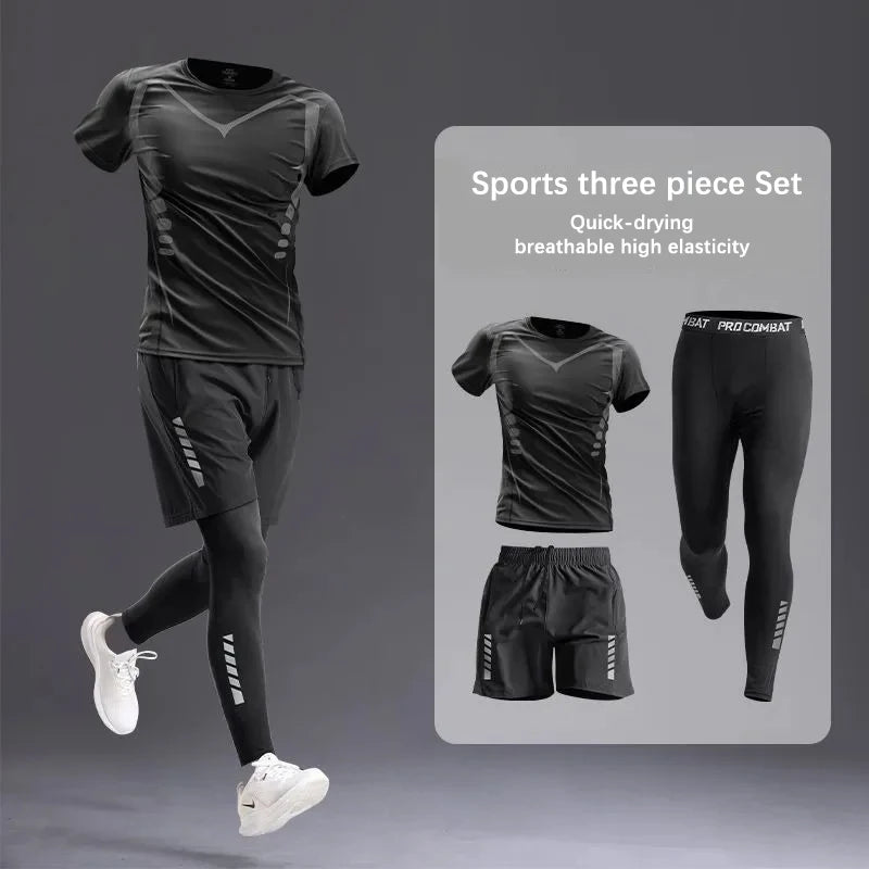 Men's All-Season Sportswear Set - Tracksuit for Running, Cycling, Fitness, Hiking, and Gym; 5 pcs