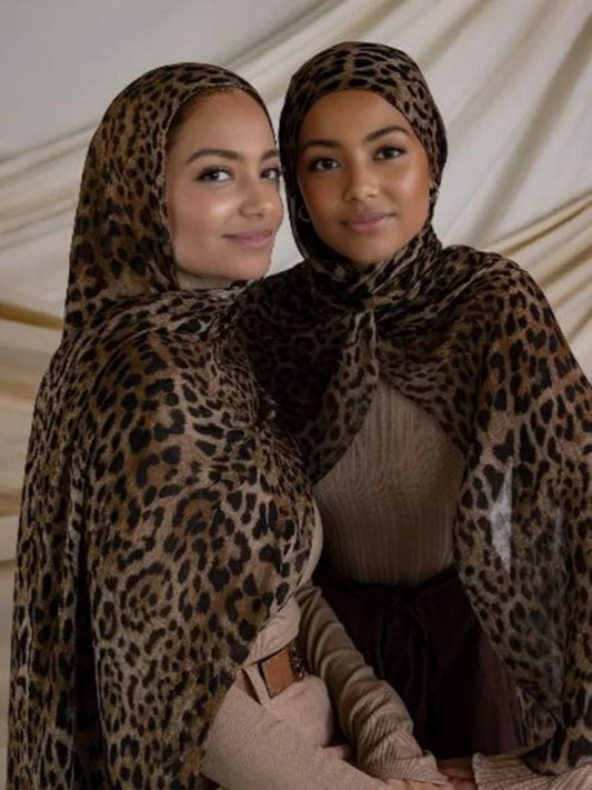Hijab Leopard Print Watercolor Soft Muslim Hijabs  Headscarf Warm