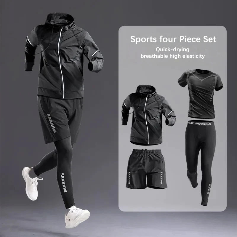 Men's All-Season Sportswear Set - Tracksuit for Running, Cycling, Fitness, Hiking, and Gym; 5 pcs
