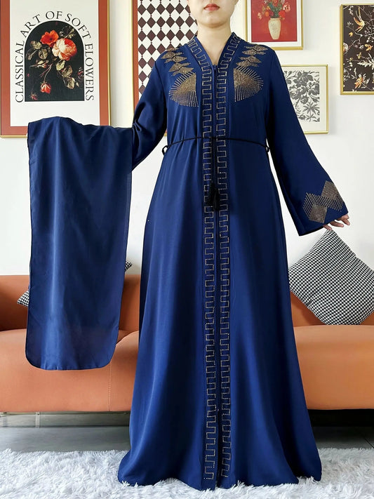 New Women Elegant Dress Chiffon Open Abaya with Zipper Muslim Women Dress