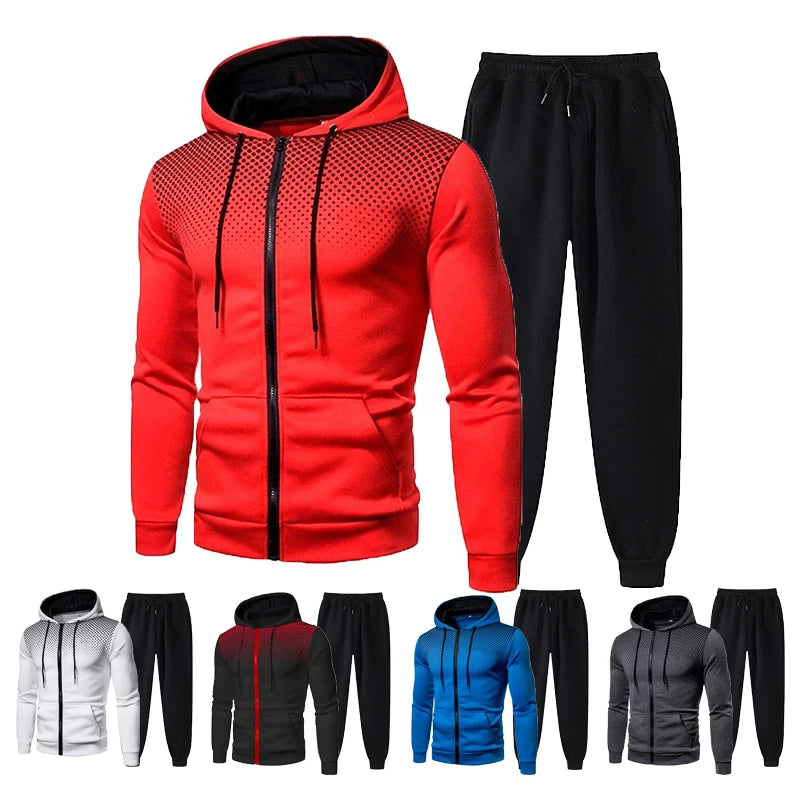 2023 Autumn/Winter Fleece Sweater Pants Set for Men New European and American Sports Hat Set
