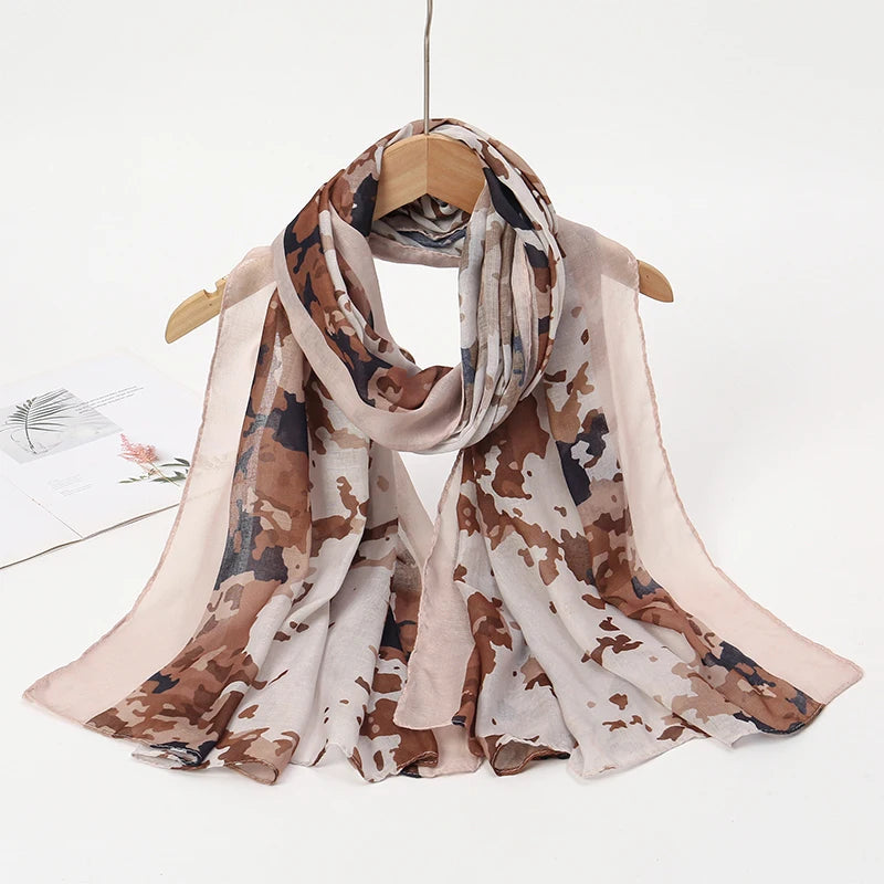 Hijab Leopard Print Watercolor Soft Muslim Hijabs  Headscarf Warm