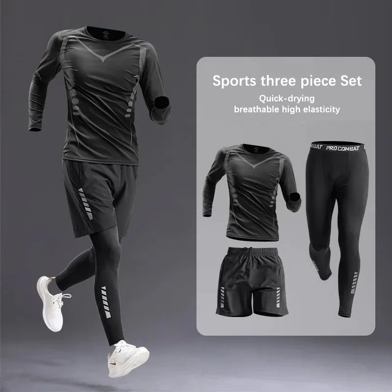Men's All-Season Sportswear Set - Tracksuit for Running, Cycling, Fitness, Hiking, and Gym; 5 pcs